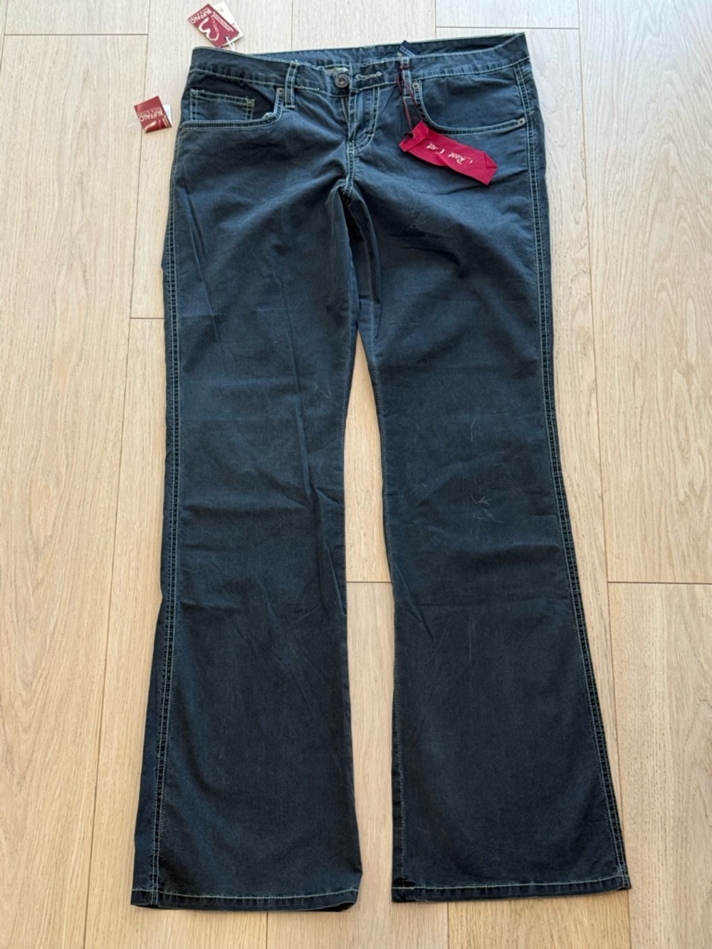 Buffalo David Bitton Pink-X Low Rise Flare Jeans Dark Wash 32x34 BNWT Y2K